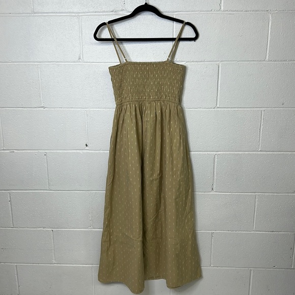 New nwt Madewell Theo Sleeveless Midi Dress Size Small 4-6 Pale Yellow printed - Picture 3 of 4